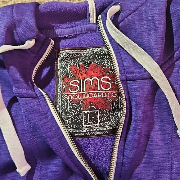 Sims Snowboarding Vest Large Purple Hooded Fleece Ski - Picture 4 of 10